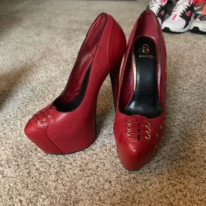 Red platform heels